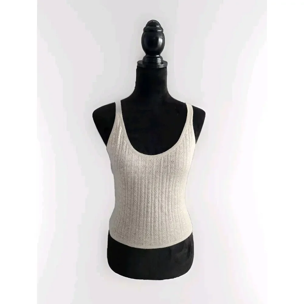 Lamberto Losani Women's Cashmere Beige Tank & Cardigan Set Size M Pre-owned - Picture 4 of 11